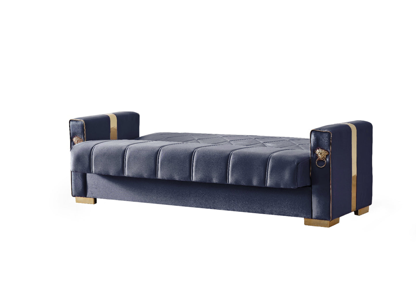 Lion Modern Blue Gold 3+2+1 Seater Sofa Bed