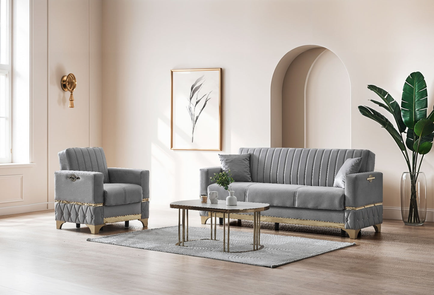 Istanbul Modern Gray 3+2+1 Seater Sofa Bed