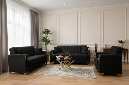 Violet 3+2+1 Seater Sofa Bed - Black