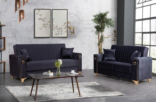 Violet 3+2+1 Seater Sofa Bed - Black