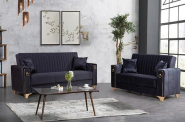 Violet 3+2+1 Seater Sofa Bed - Black