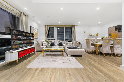 Full Screen Remote Controlled TV Unit- White/Gold