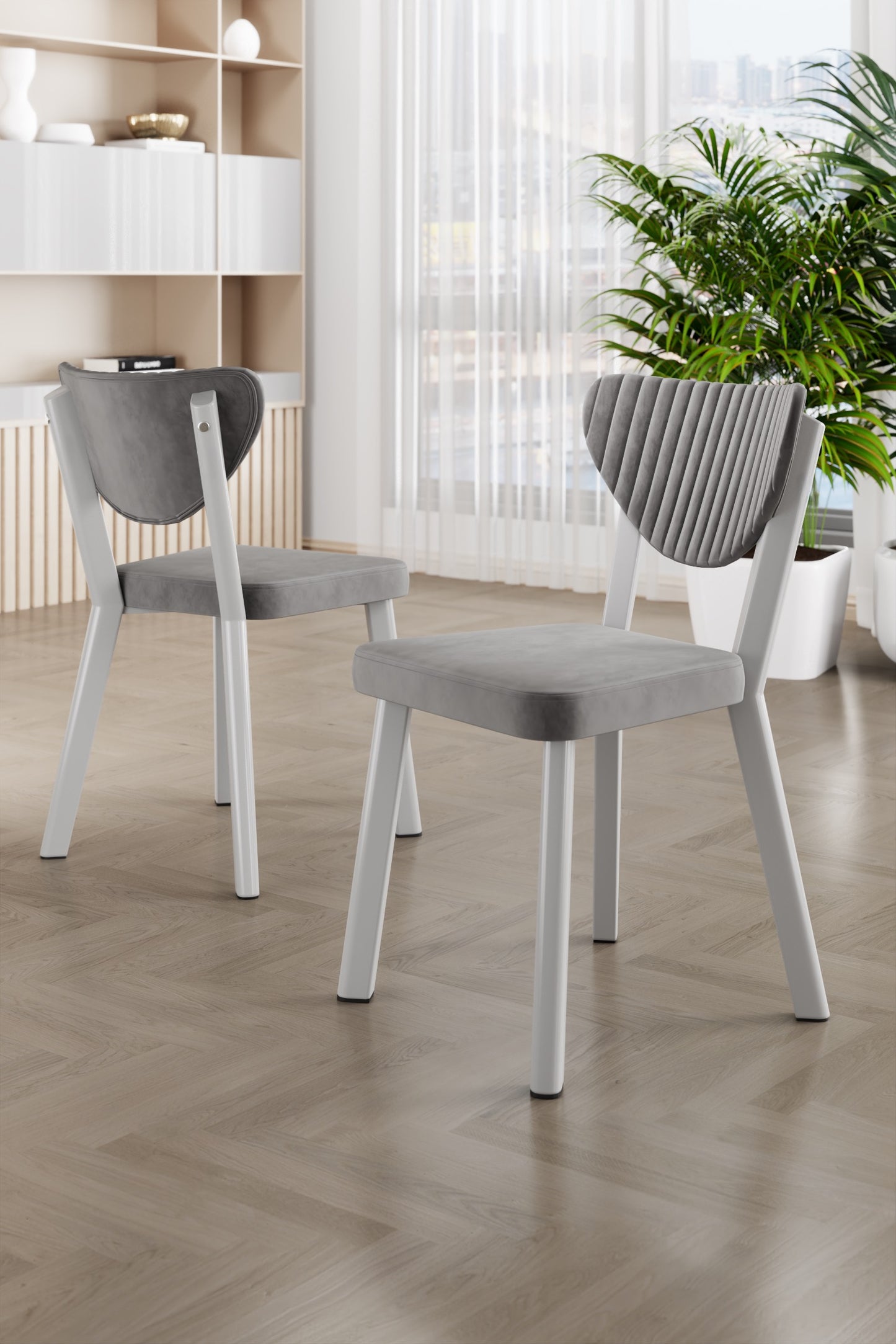 Exve Modern Extendable Dining Table Set with 6 Babyface Chairs