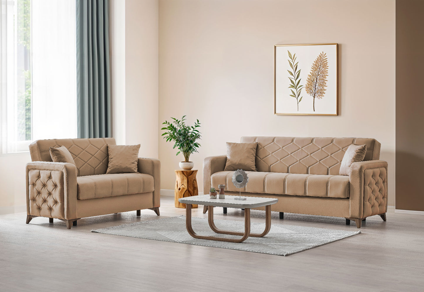 Chester 3+2+1 Seater Sofa Bed - Beige