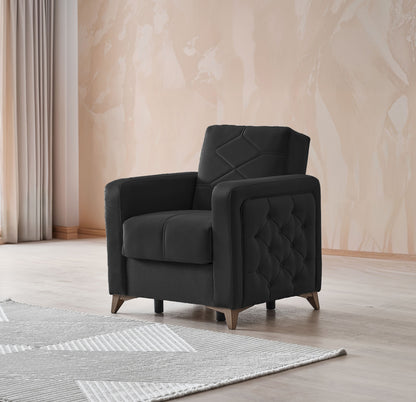 Chester 3+2+1 Seater Sofa Bed -  Black