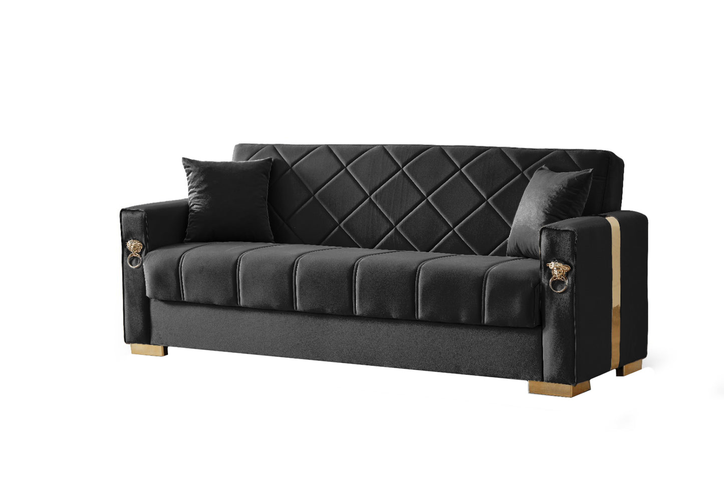 Lion Modern Black Gold 3+2+1 Seater Sofa Bed