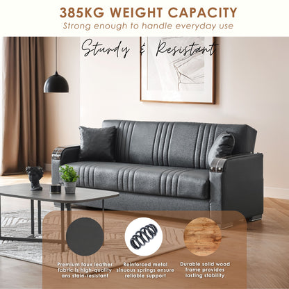 Leather Seater Sofa - Black