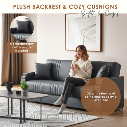 Leather Seater Sofa - Black