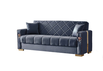 Lion Modern Blue Gold 3+2+1 Seater Sofa Bed