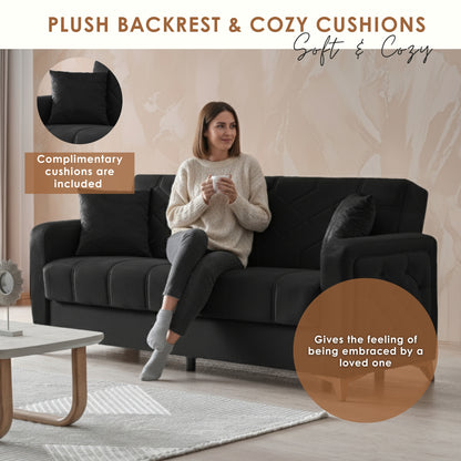 Chester 3+2+1 Seater Sofa Bed -  Black