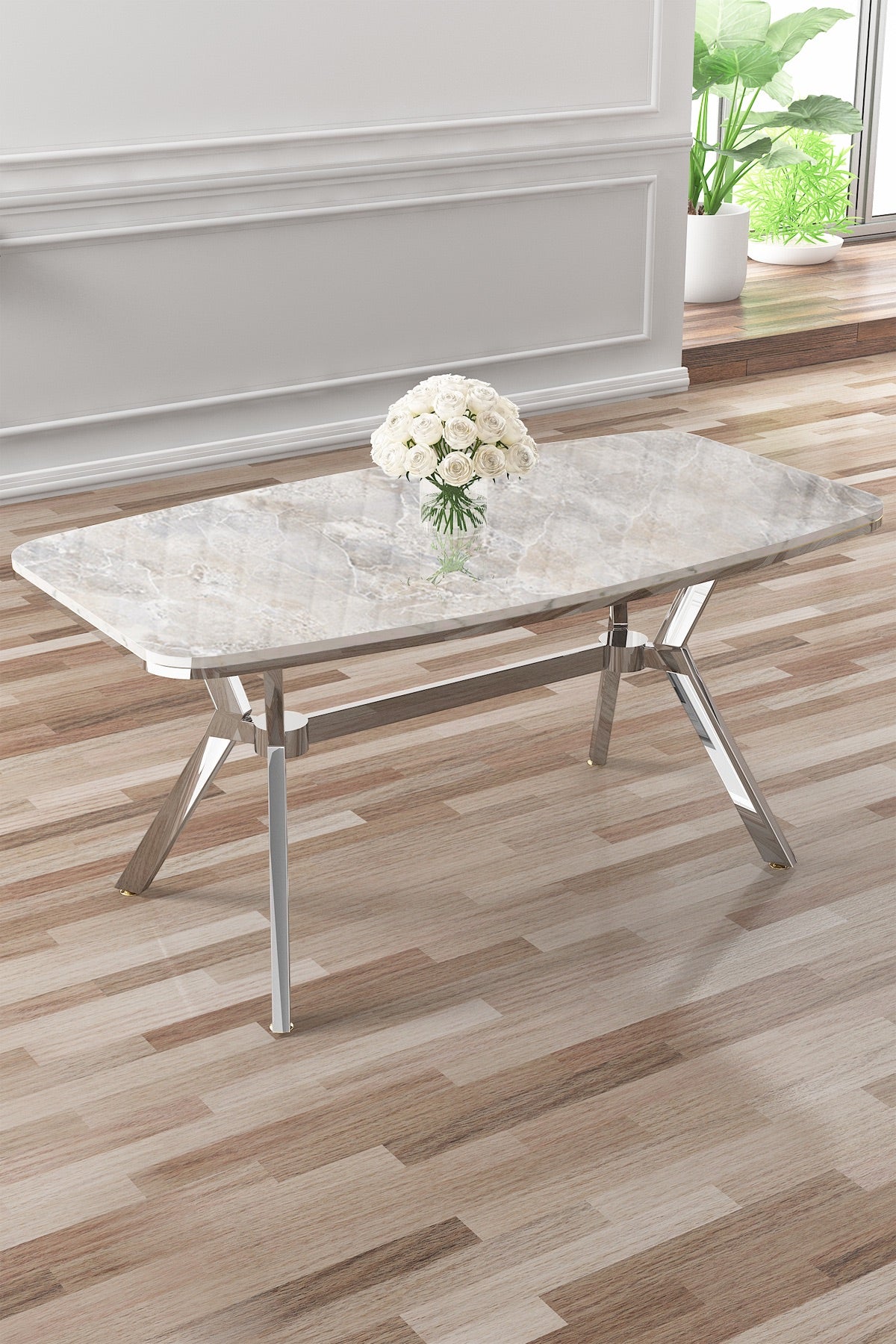 Esla Series Dining Set - 1 Table & 6 Chairs - Modern Minimalist Design