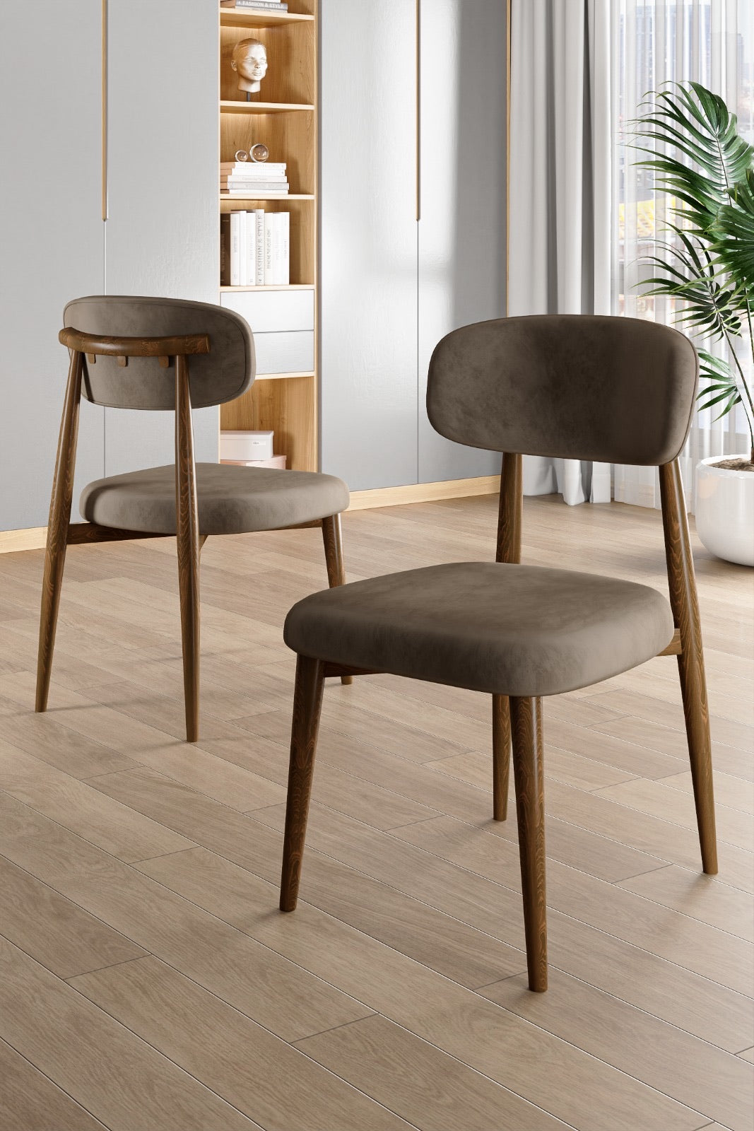 Wedex Series Dining Set & Table and 6 Luxury Babyface Fabric Chairs with Metal Legs