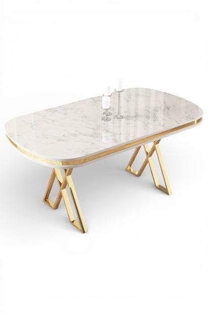 Lindra Dining Set 1 Table & 6 Chairs with Premium Metal Coating