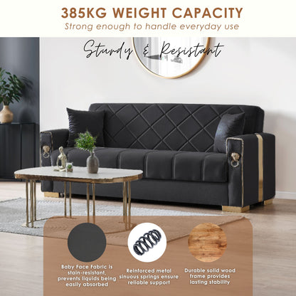 Lion Modern Black Gold 3+2+1 Seater Sofa Bed