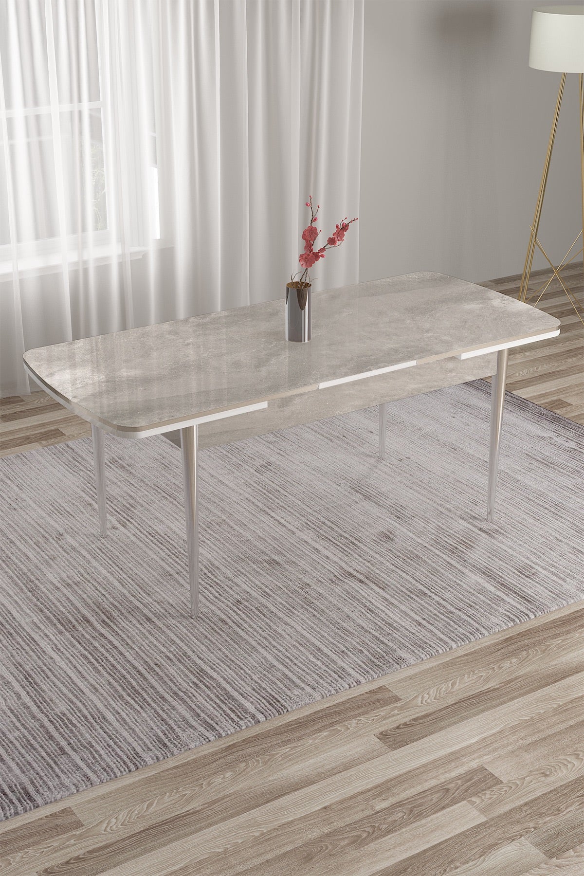 Pale Series Modern Elegance & Functional Extendable Dining Table with 6 Chairs