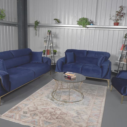 Royal Elegant Dark Blue 3+2 Seater Sofa Set