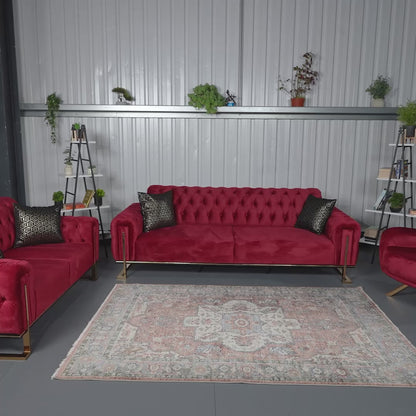 Tokio Elegant Dark Red 3+2 Sofa Set