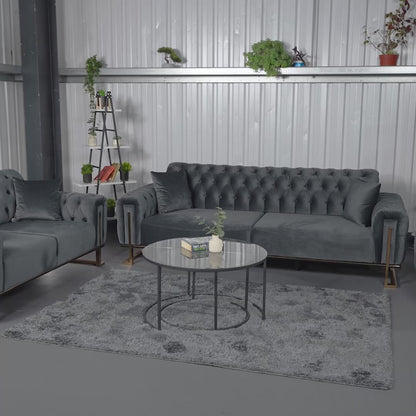 Tokio Elegant Dark Gray 3+2+1 Sofa Set