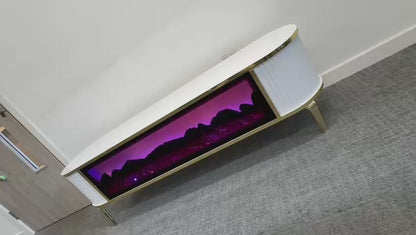 Full Screen Remote Controlled TV Unit- White/Gold