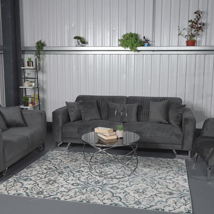 Lorena Elegant Dark Gray 3+2+1 Sofa Set