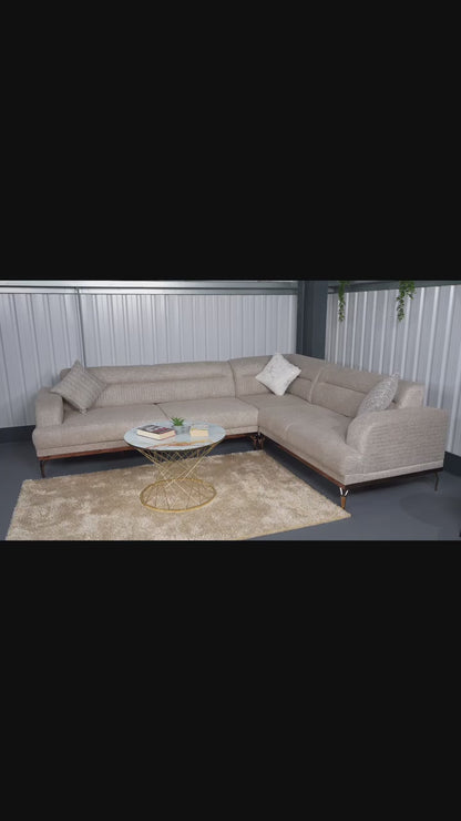 Venture Corner Sofabed Beige - Bronze Metal Leg