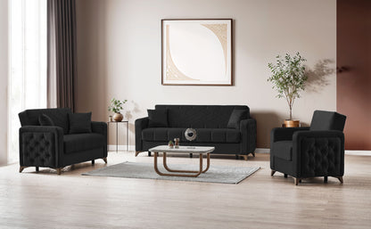 Chester 3+2+1 Seater Sofa Bed -  Black