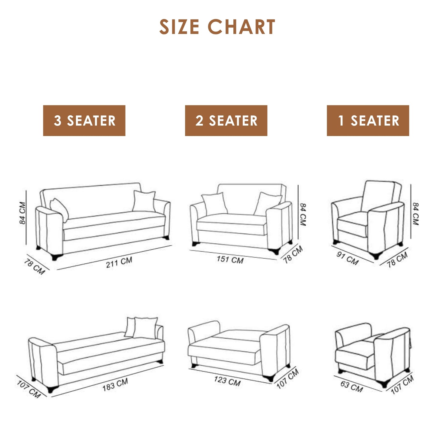 Chester 3+2+1 Seater Sofa Bed -  Gray