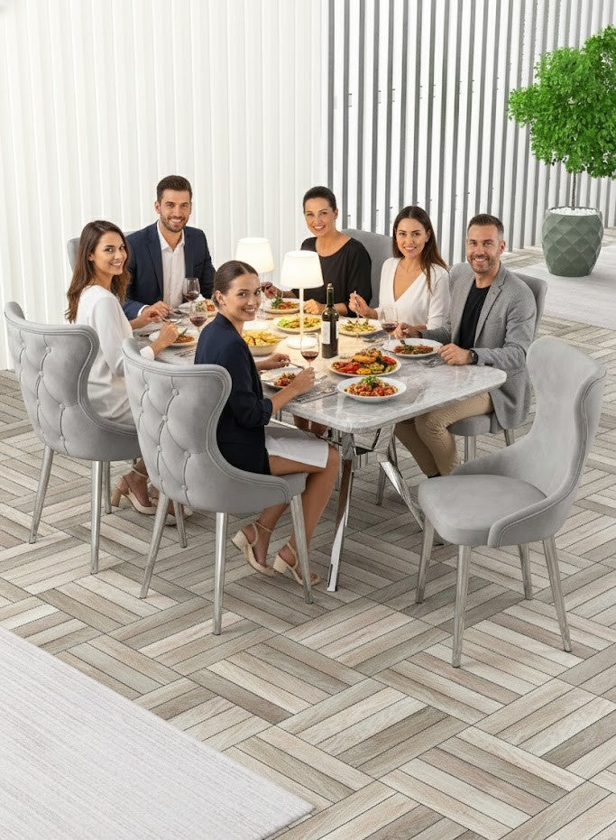 Esla Series Dining Set - 1 Table & 6 Chairs - Modern Minimalist Design