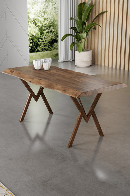 Wedex Series Dining Set & Table and 6 Luxury Babyface Fabric Chairs with Metal Legs